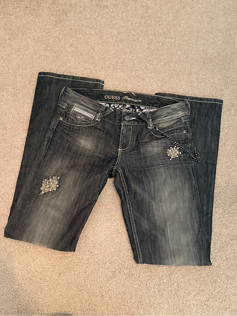 Vintage Y2K Studded Guess Premium Jeans Bootcut Daredevil Size 30